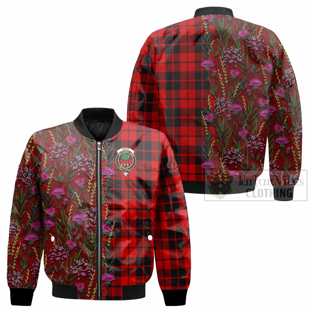 Hogg (Hog) Family Crest Tartan Bomber Jacket Scottish Thistle Flower Pattern Half Style - Tartan Vibes Clothing