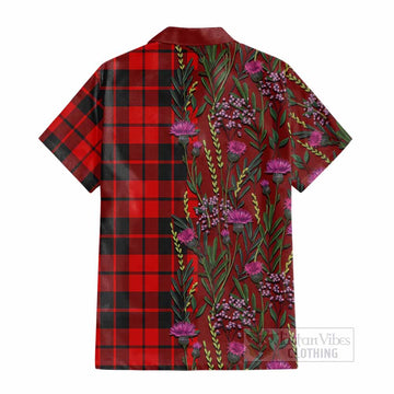 Hogg (Hog) Family Crest Tartan Cotton Hawaiian Shirt Scottish Thistle Flower Pattern Half Style