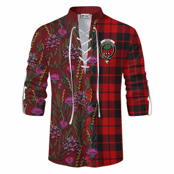 Hogg (Hog) Family Crest Tartan Ghillie Shirt Scottish Thistle Flower Pattern Half Style