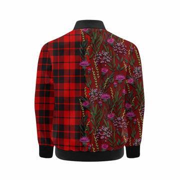 Hogg (Hog) Family Crest Tartan Kid Bomber Jacket Scottish Thistle Flower Pattern Half Style