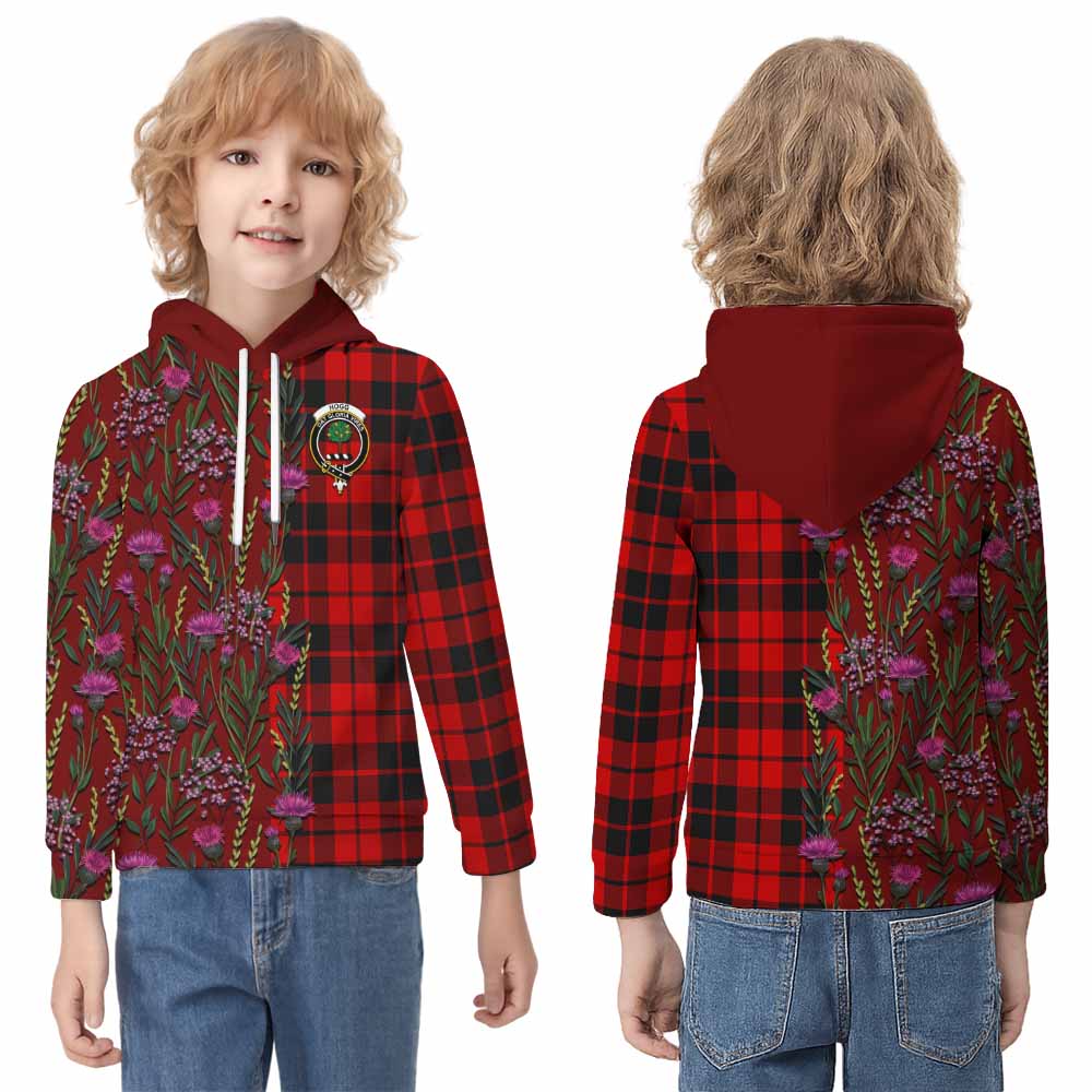Hogg (Hog) Family Crest Tartan Kid Hoodie Scottish Thistle Flower Pattern Half Style - Tartan Vibes Clothing