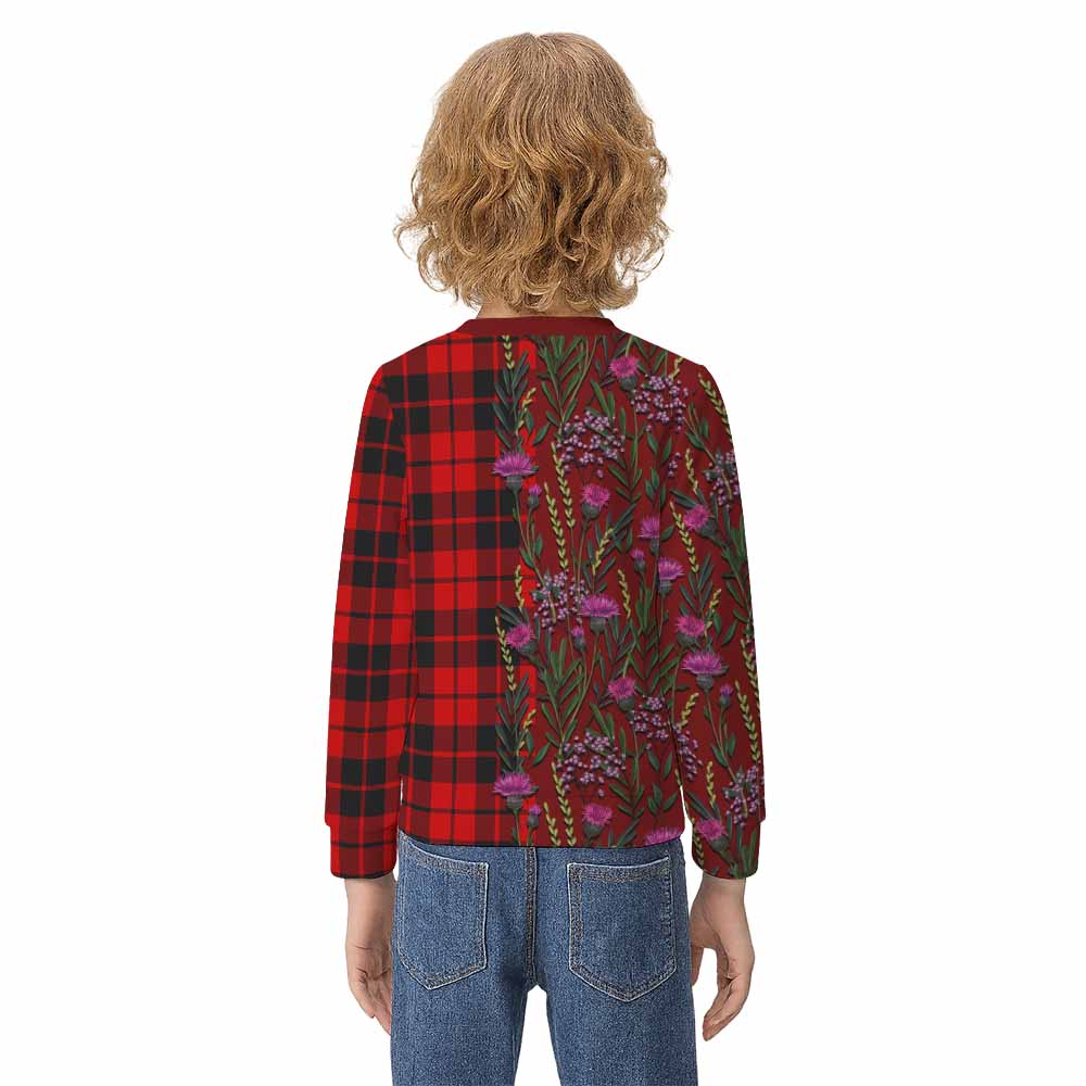 Hogg (Hog) Family Crest Tartan Kid Knitted Sweatshirt Scottish Thistle Flower Pattern Half Style - Tartan Vibes Clothing