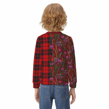 Hogg (Hog) Family Crest Tartan Kid Knitted Sweatshirt Scottish Thistle Flower Pattern Half Style