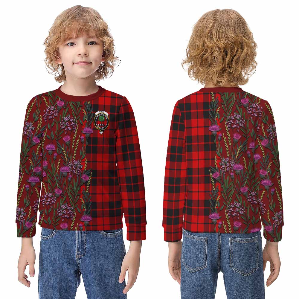 Hogg (Hog) Family Crest Tartan Kid Knitted Sweatshirt Scottish Thistle Flower Pattern Half Style - Tartan Vibes Clothing