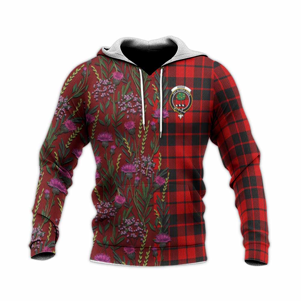Hogg (Hog) Family Crest Tartan Knitted Hoodie Scottish Thistle Flower Pattern Half Style - Tartan Vibes Clothing