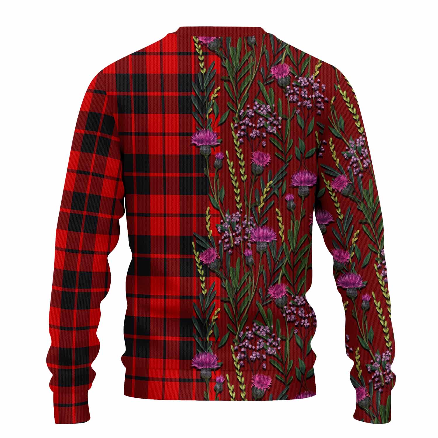 Hogg (Hog) Family Crest Tartan Knitted Sweater Scottish Thistle Flower Pattern Half Style - Tartan Vibes Clothing