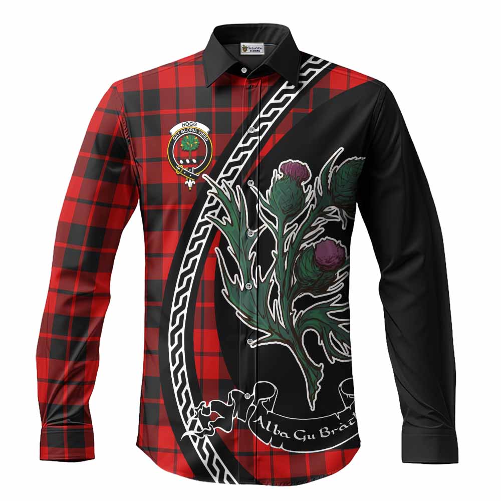 Hogg (Hog) Family Crest Tartan Long Sleeve Button Shirts Alba Thistle Inspired - Tartan Vibes Clothing