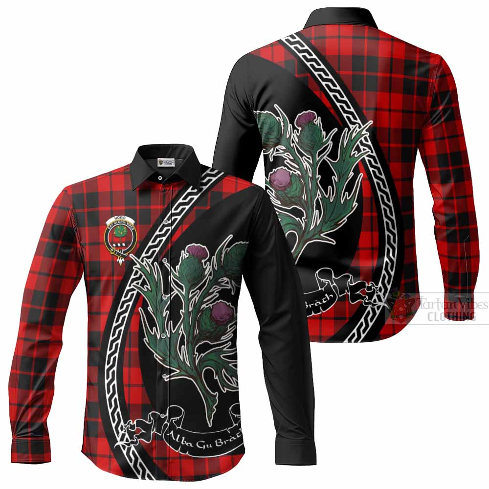 Hogg (Hog) Family Crest Tartan Long Sleeve Button Shirts Alba Thistle Inspired - Tartan Vibes Clothing