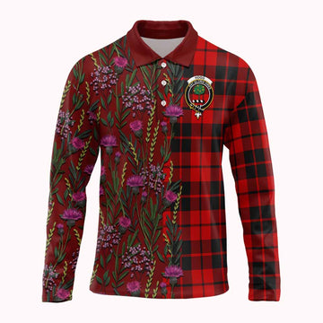 Hogg (Hog) Family Crest Tartan Long Sleeve Polo Shirt Scottish Thistle Flower Pattern Half Style - Tartan Vibes Clothing