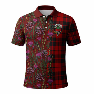 Hogg (Hog) Family Crest Tartan Polo Shirt Scottish Thistle Flower Pattern Half Style