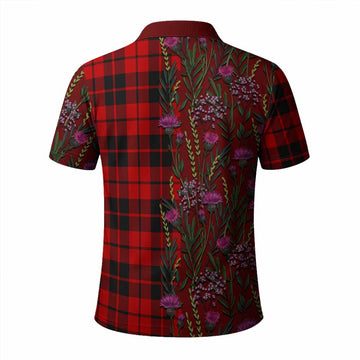 Hogg (Hog) Family Crest Tartan Polo Shirt Scottish Thistle Flower Pattern Half Style