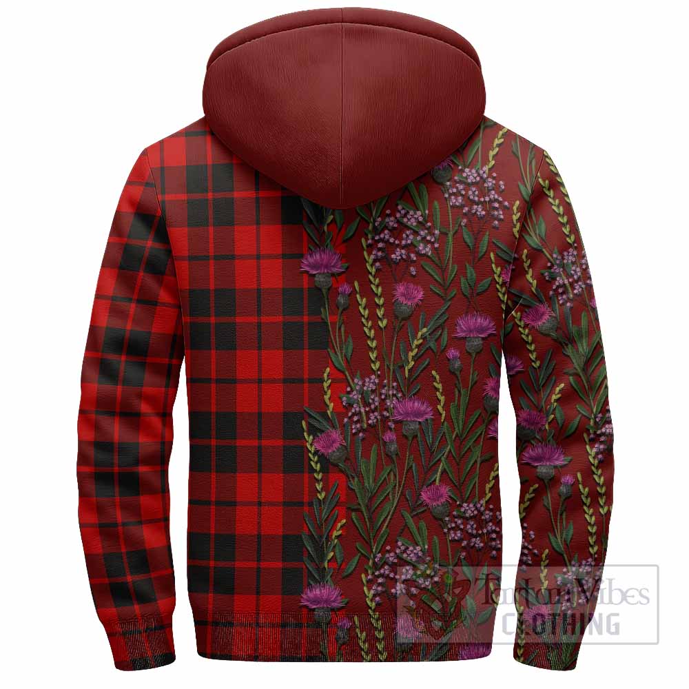 Hogg (Hog) Family Crest Tartan Sherpa Hoodie Scottish Thistle Flower Pattern Half Style - Tartan Vibes Clothing