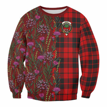 Hogg (Hog) Family Crest Tartan Sweatshirt Scottish Thistle Flower Pattern Half Style