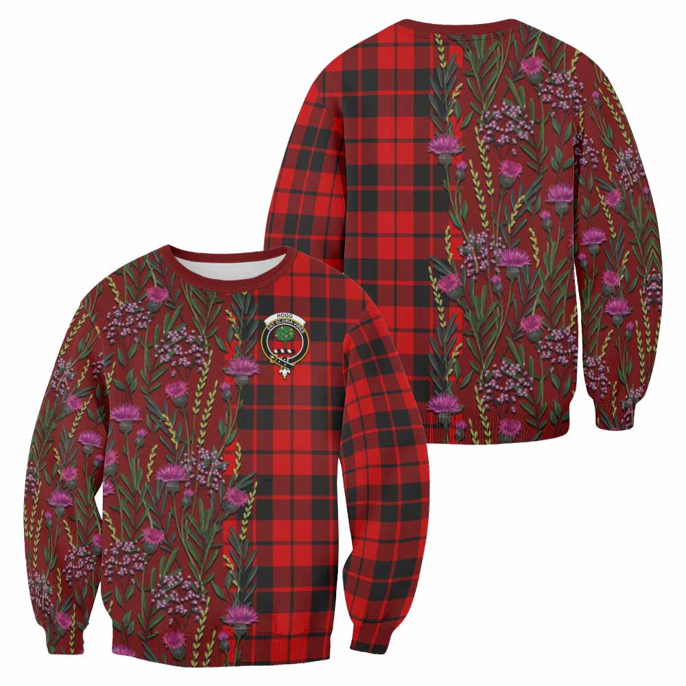 Hogg (Hog) Family Crest Tartan Sweatshirt Scottish Thistle Flower Pattern Half Style - Tartan Vibes Clothing