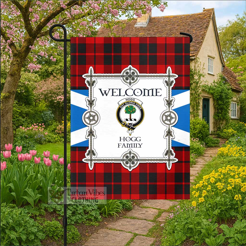 Hogg (Hog) Family Crest Tartan Welcome Garden Flag Saltire Harmony Style - Tartan Vibes Clothing