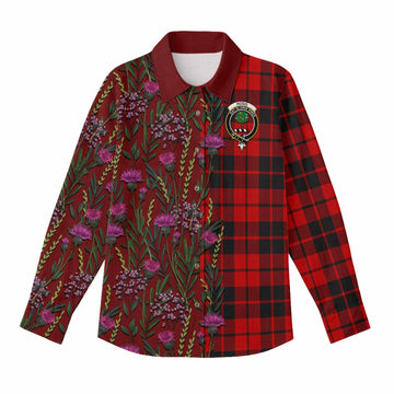 Hogg (Hog) Family Crest Tartan Women Casual Shirt Scottish Thistle Flower Pattern Half Style