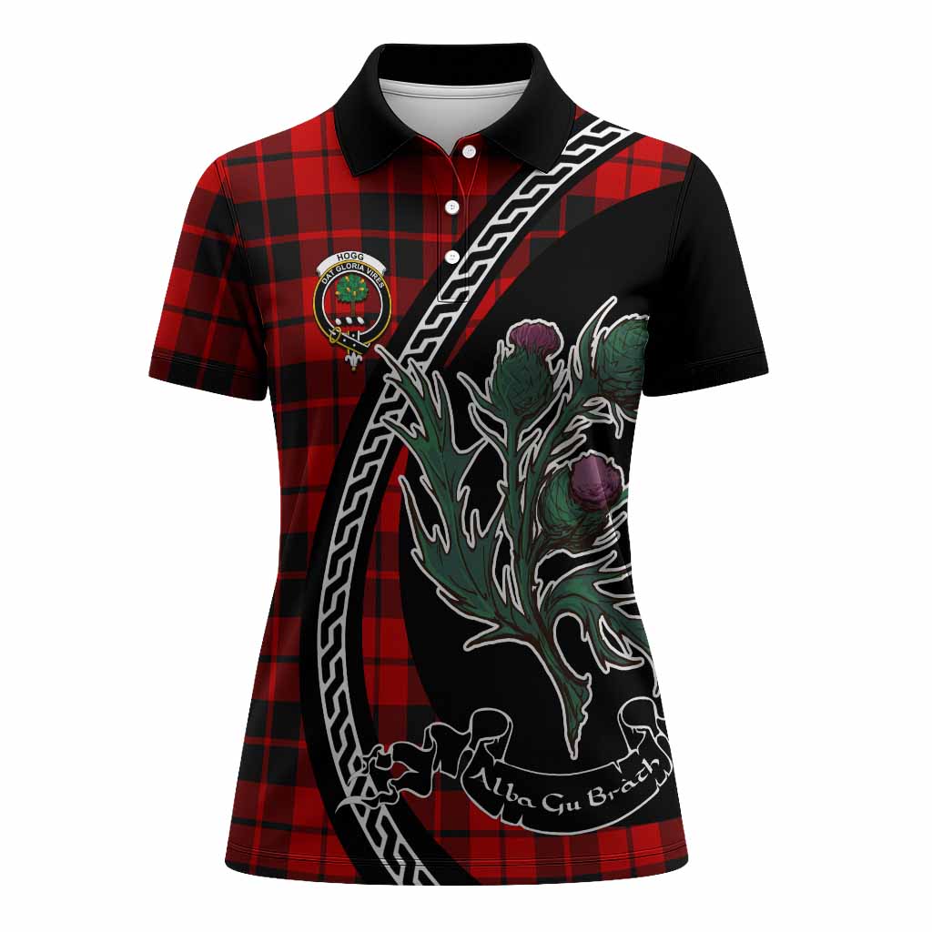 Hogg (Hog) Family Crest Tartan Women Polo Shirt Alba Thistle Inspired - Tartan Vibes Clothing