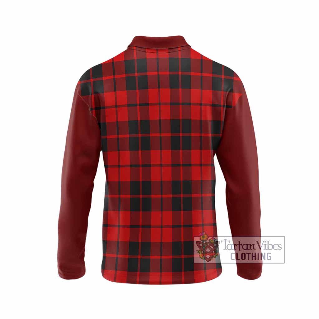 Hogg (Hog) Tartan Accent Long Sleeve Polo Shirt with Family Crest