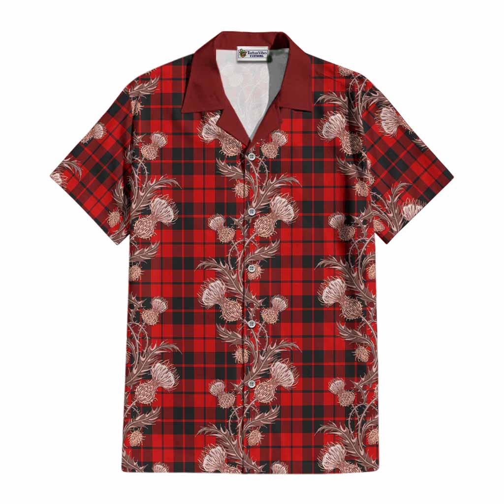 Hogg (Hog) Tartan Cotton Hawaiian Shirt Seamless Scottish Thistle Flowers