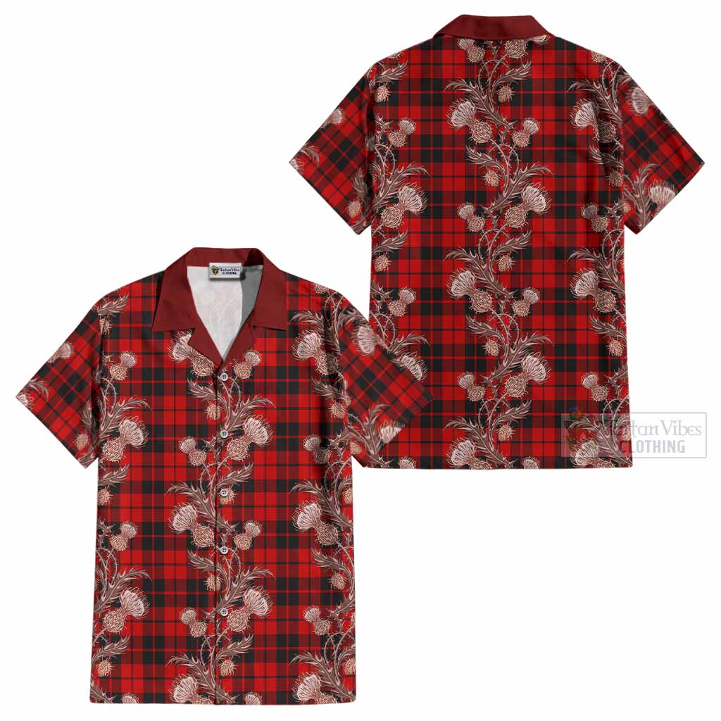 Hogg (Hog) Tartan Cotton Hawaiian Shirt Seamless Scottish Thistle Flowers