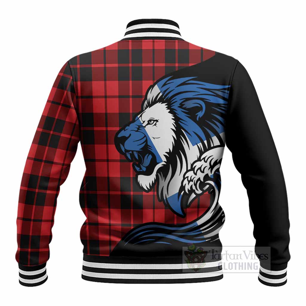 Hogg (Hog) Tartan Crest Baseball Jacket Scottish Golden Lions Wave Flow