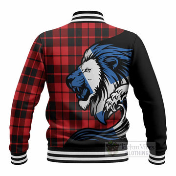Hogg (Hog) Tartan Crest Baseball Jacket Scottish Golden Lions Wave Flow