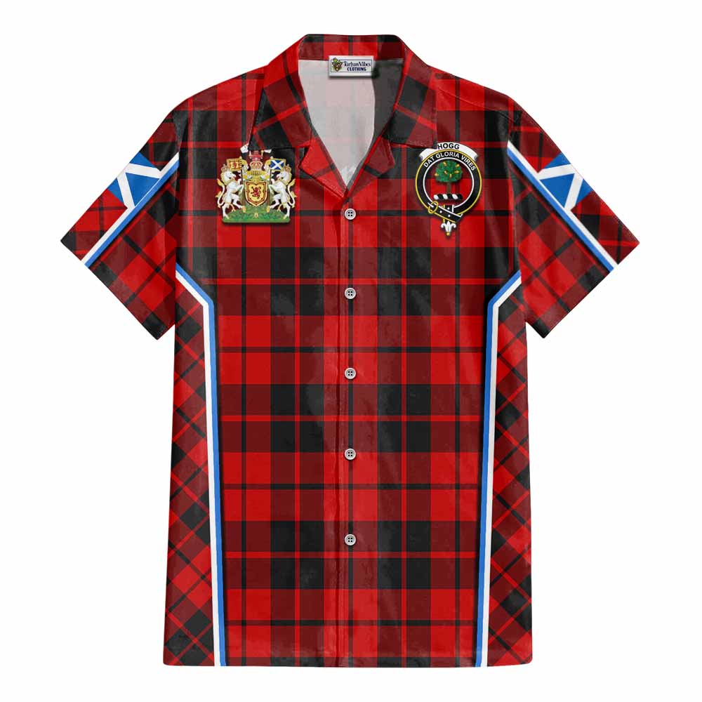 Hogg (Hog) Tartan Crest Cotton Hawaiian Shirt Scotland Coat of Arm Flag Style - Tartan Vibes Clothing
