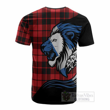 Hogg (Hog) Tartan Crest Cotton T-shirt Scottish Golden Lions Wave Flow