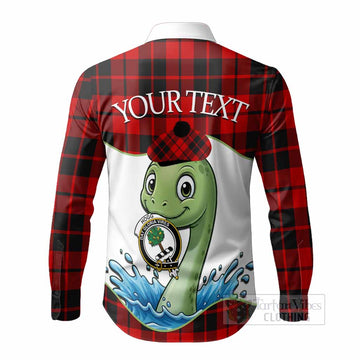 Hogg (Hog) Tartan Crest Cute Nessie Long Sleeve Button Shirts Scottish Loch Ness Monster