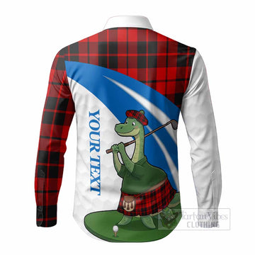 Hogg (Hog) Tartan Crest Golf Nessie Long Sleeve Button Shirts Loch Ness Monster Sporty Style