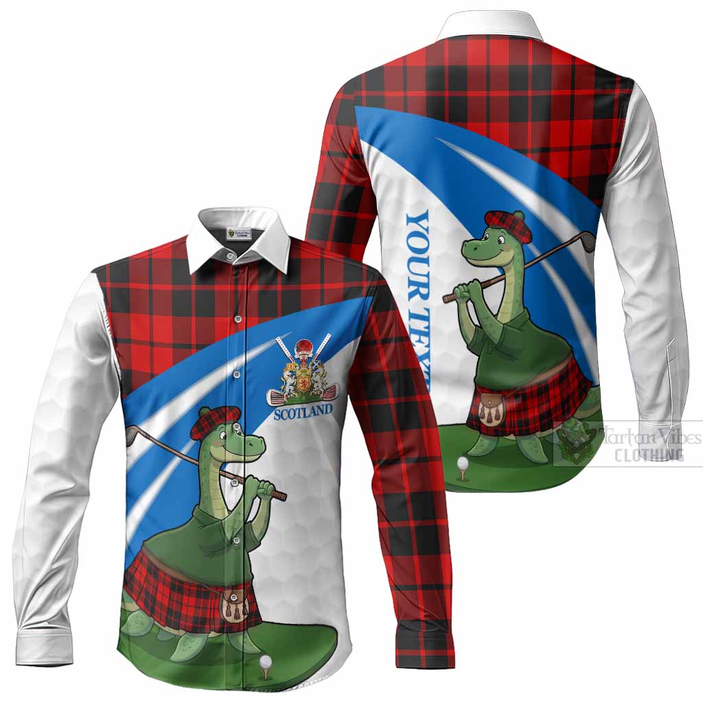 Hogg (Hog) Tartan Crest Golf Nessie Long Sleeve Button Shirts Loch Ness Monster Sporty Style