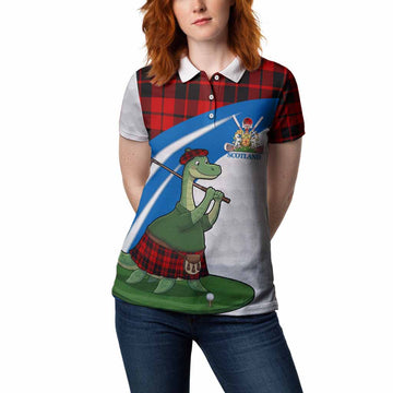 Hogg (Hog) Tartan Crest Golf Nessie Women Polo Shirt Loch Ness Monster Sporty Style