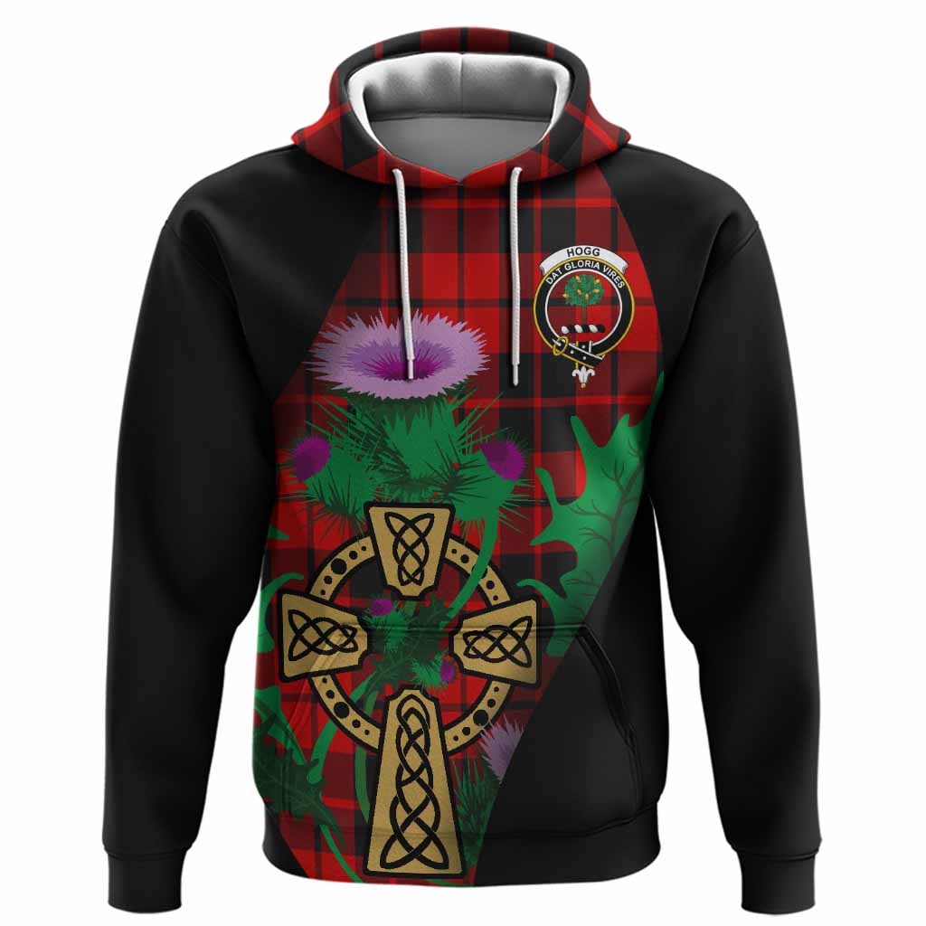 Hogg (Hog) Tartan Crest Hoodie Celtic Cross Thistle Flowers