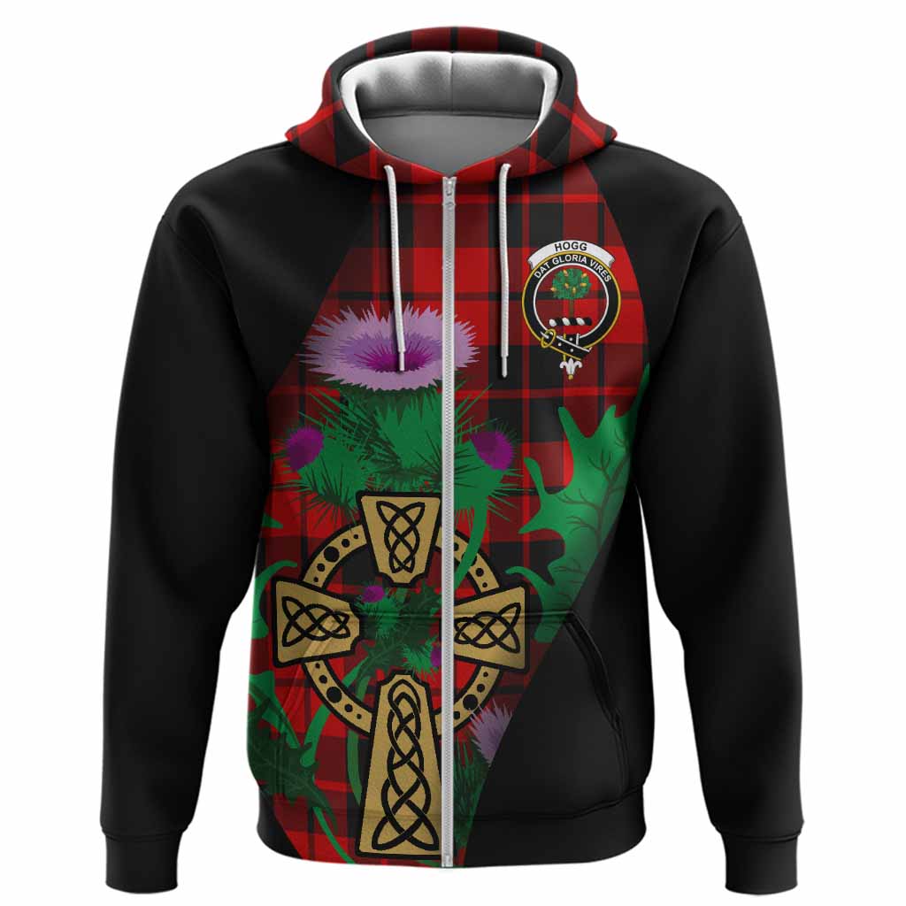 Hogg (Hog) Tartan Crest Hoodie Celtic Cross Thistle Flowers