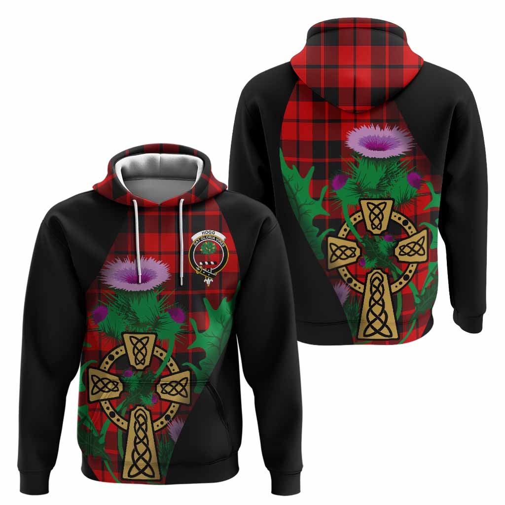 Hogg (Hog) Tartan Crest Hoodie Celtic Cross Thistle Flowers