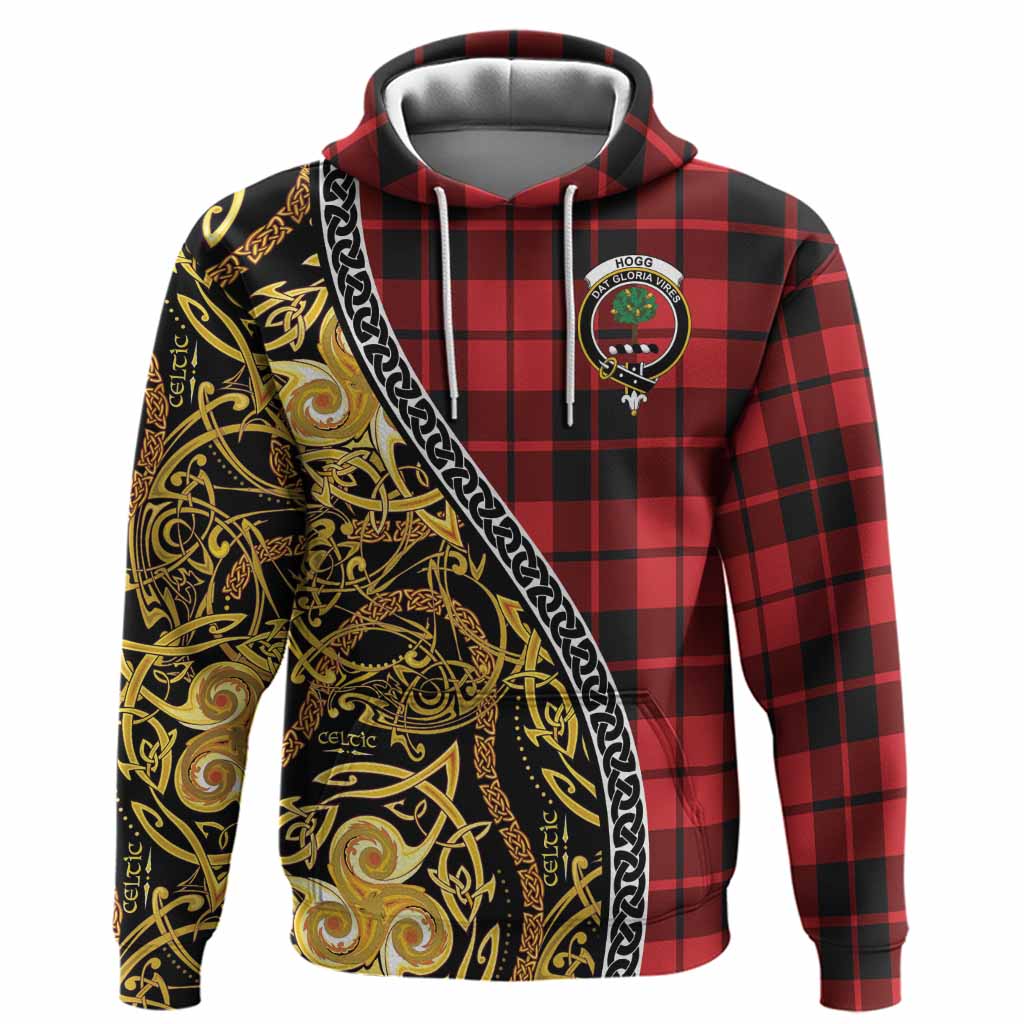 Hogg (Hog) Tartan Crest Hoodie Celtic Knot and Triple Trickle Spiral Symbols