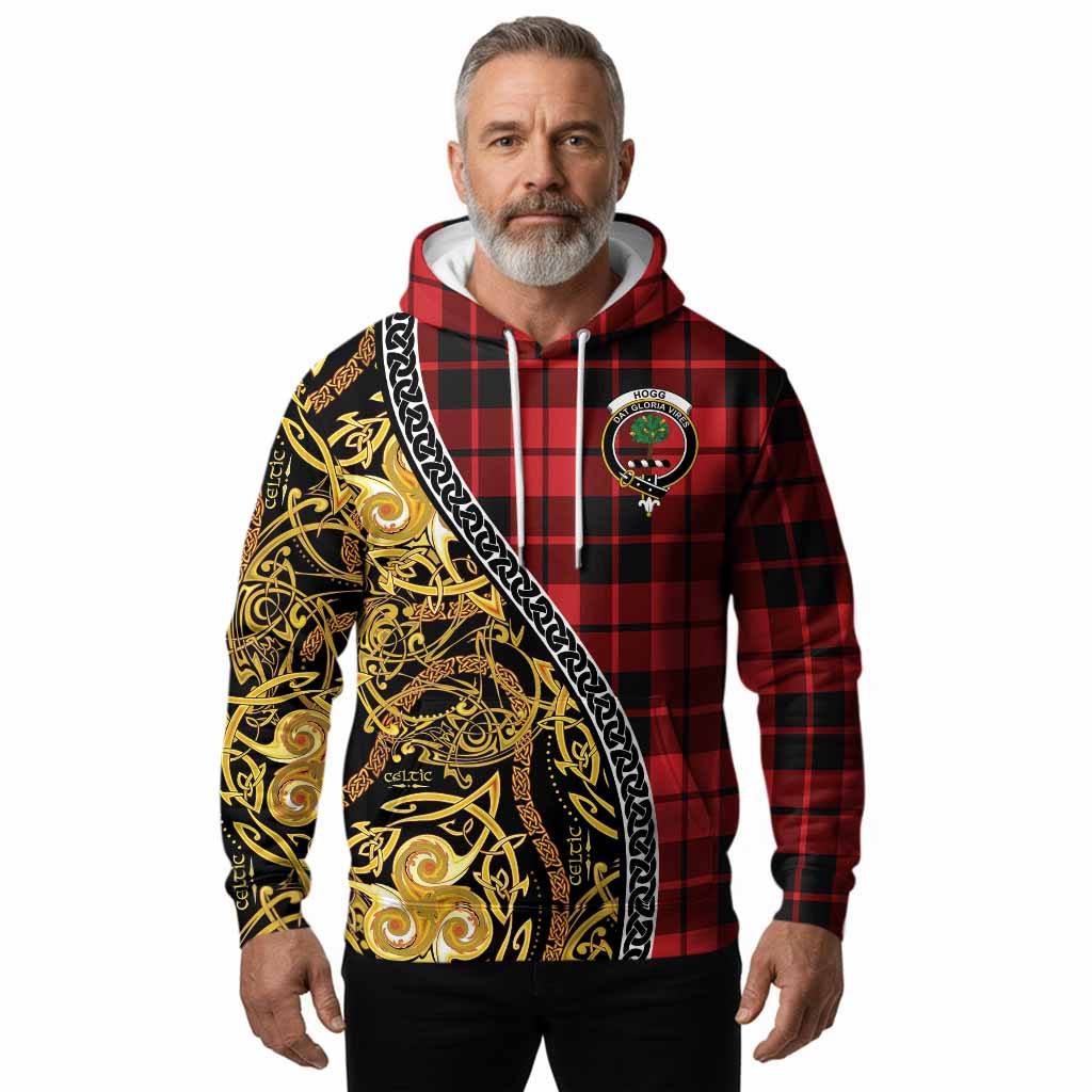 Hogg (Hog) Tartan Crest Hoodie Celtic Knot and Triple Trickle Spiral Symbols