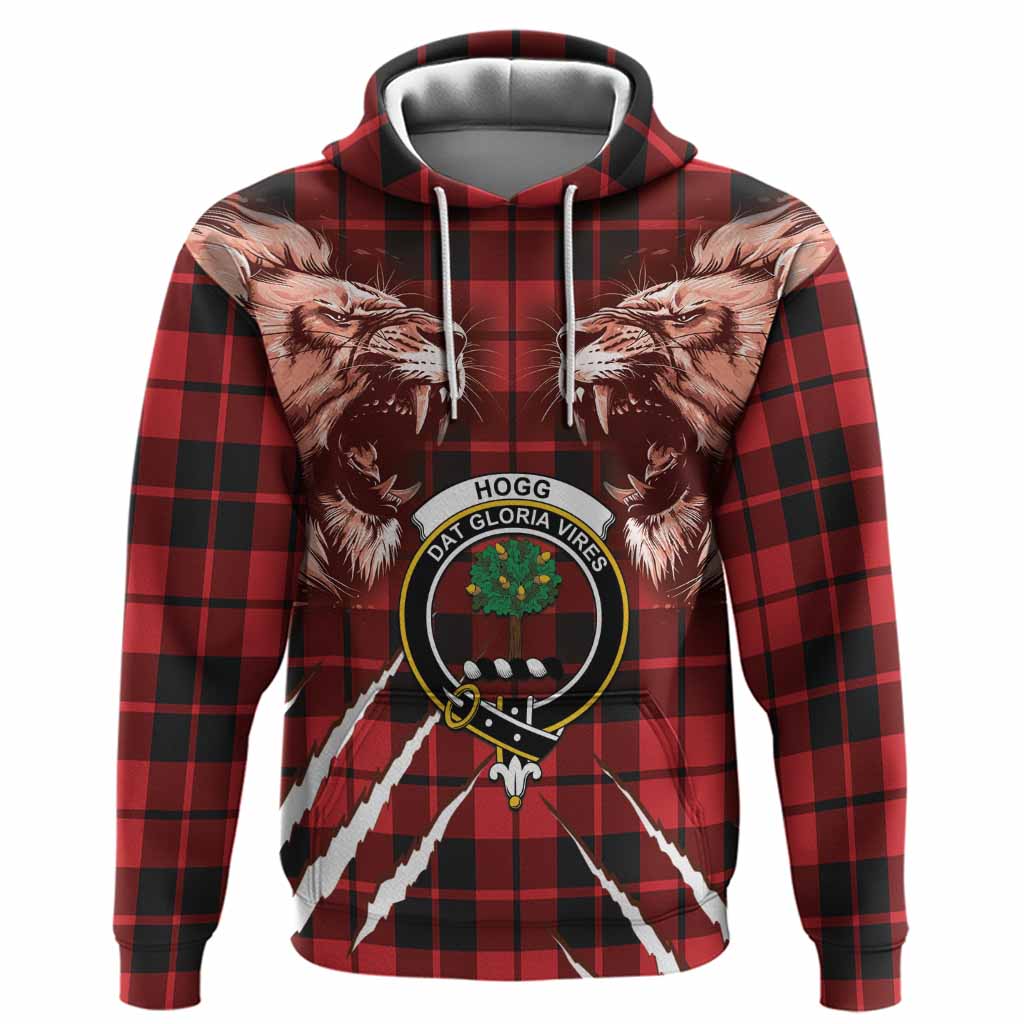 Hogg (Hog) Tartan Crest Hoodie Ferocious Lion Style