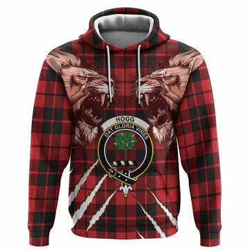 Hogg (Hog) Tartan Crest Hoodie Ferocious Lion Style