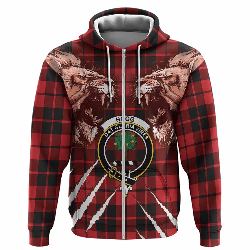 Hogg (Hog) Tartan Crest Hoodie Ferocious Lion Style