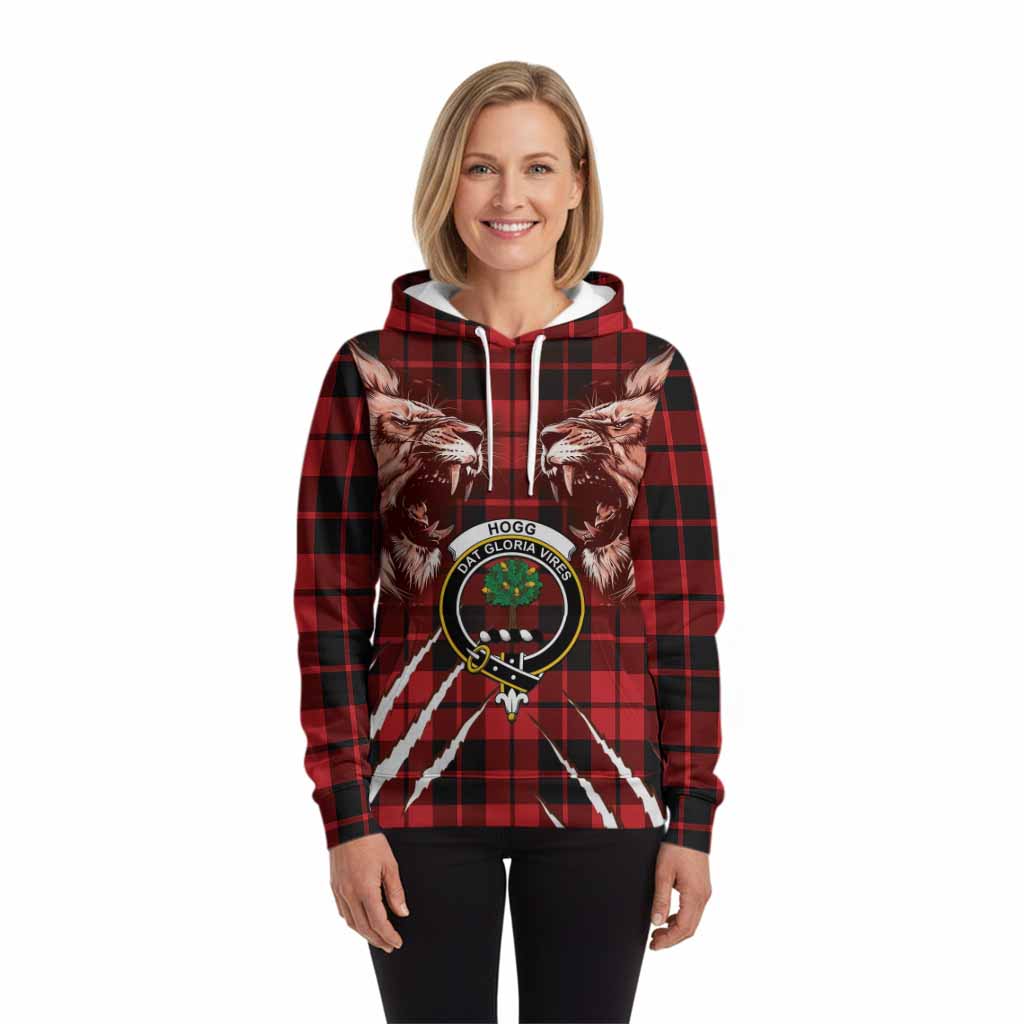 Hogg (Hog) Tartan Crest Hoodie Ferocious Lion Style