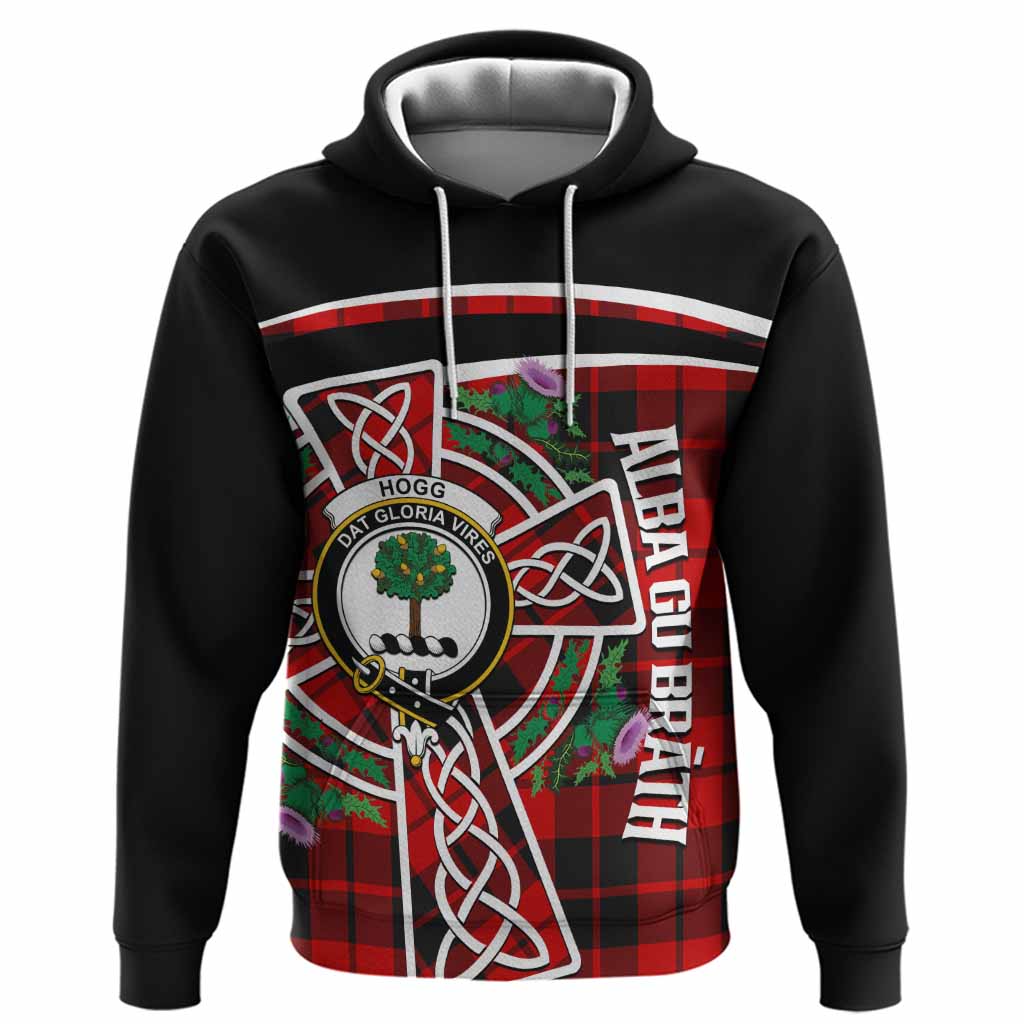 Hogg (Hog) Tartan Crest Hoodie Scottish Thistle Celtic Cross Alba Gu Brath