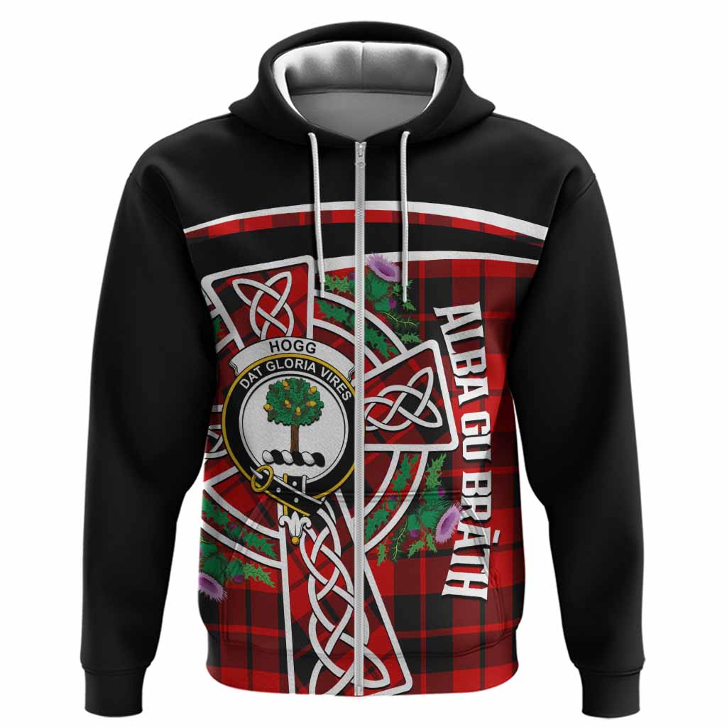 Hogg (Hog) Tartan Crest Hoodie Scottish Thistle Celtic Cross Alba Gu Brath