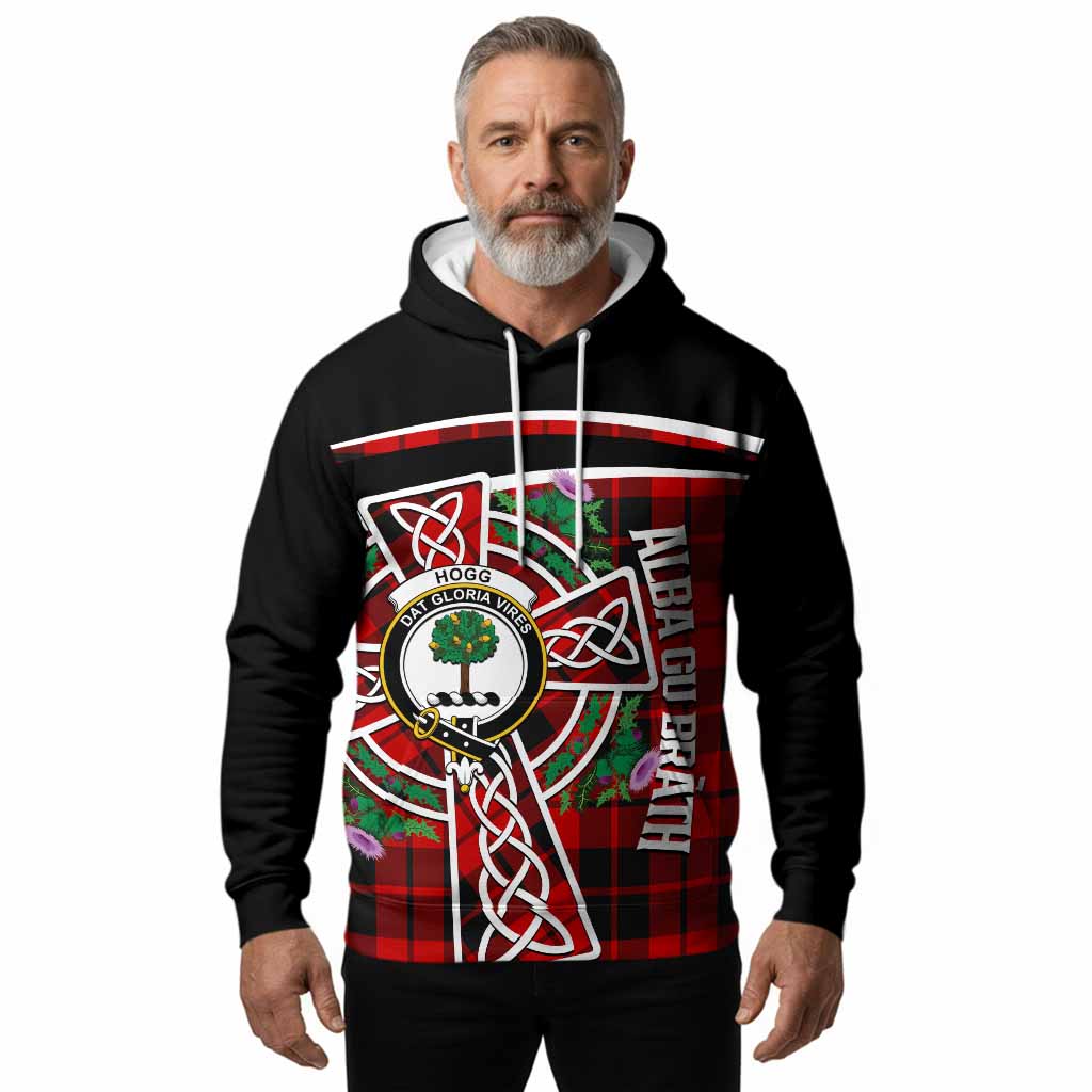 Hogg (Hog) Tartan Crest Hoodie Scottish Thistle Celtic Cross Alba Gu Brath