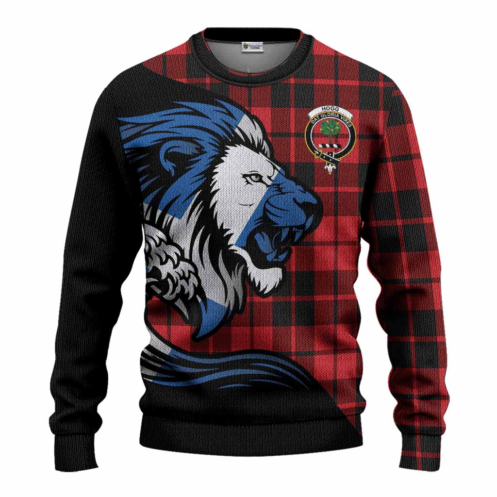 Hogg (Hog) Tartan Crest Knitted Sweater Scottish Golden Lions Wave Flow