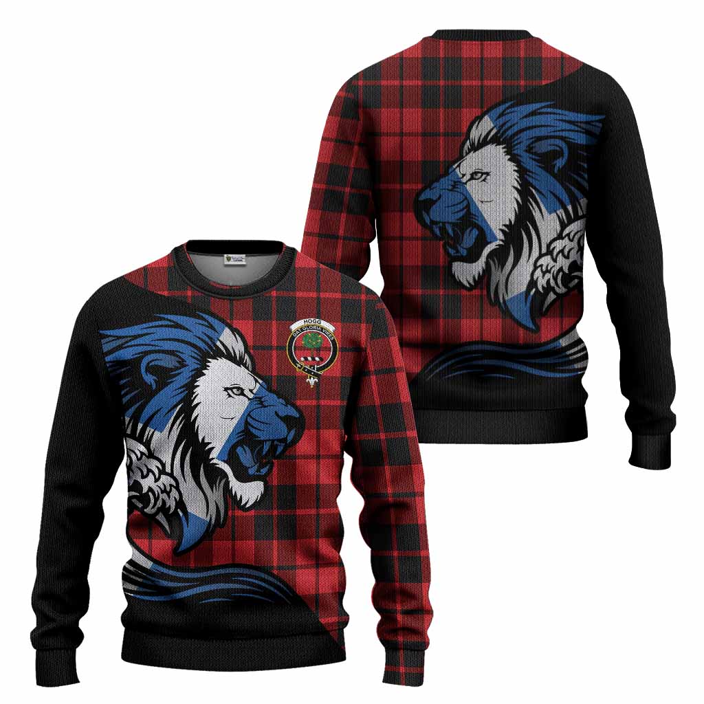 Hogg (Hog) Tartan Crest Knitted Sweater Scottish Golden Lions Wave Flow