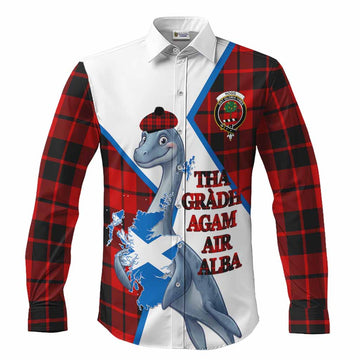 Hogg (Hog) Tartan Crest Loch Ness Monster Long Sleeve Button Shirts Nessie Scottish Map Tha Gradh Agam Air Alba