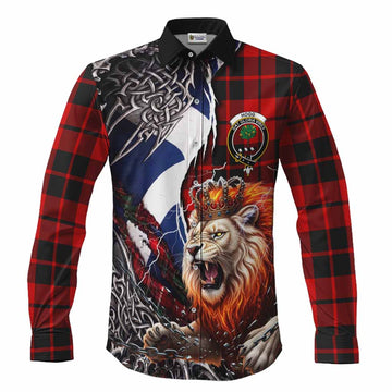 Hogg (Hog) Tartan Crest Long Sleeve Button Shirts Heritage Flag Grunge Celtic Knot and Lion Rampant