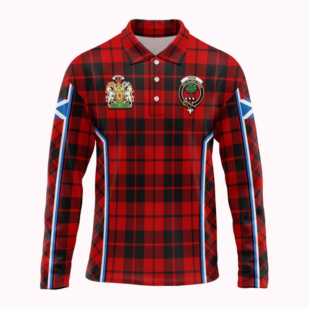 Hogg (Hog) Tartan Crest Long Sleeve Polo Shirt Scotland Coat of Arm Flag Style - Tartan Vibes Clothing