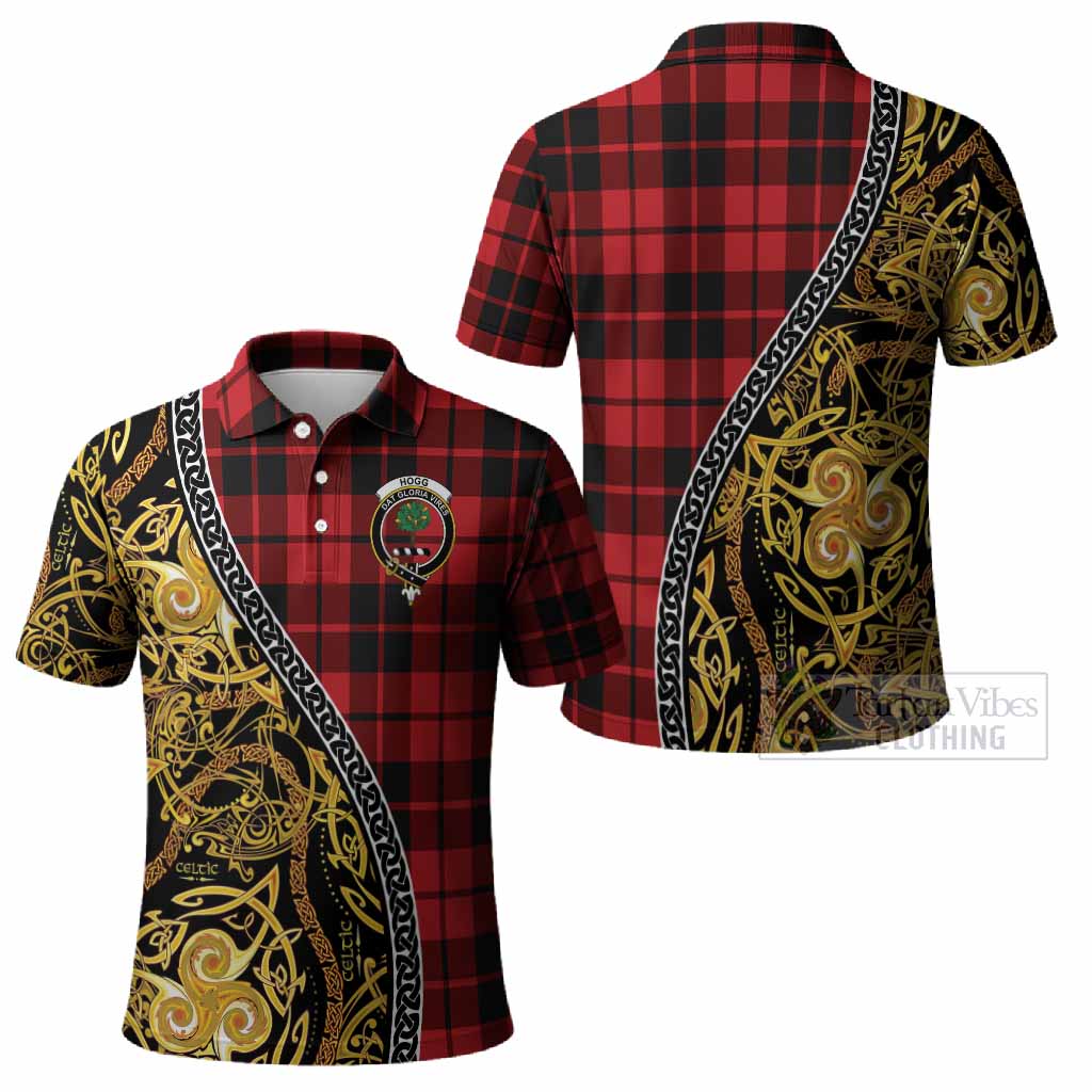 Hogg (Hog) Tartan Crest Polo Shirt Celtic Knot and Triple Trickle Spiral Symbols